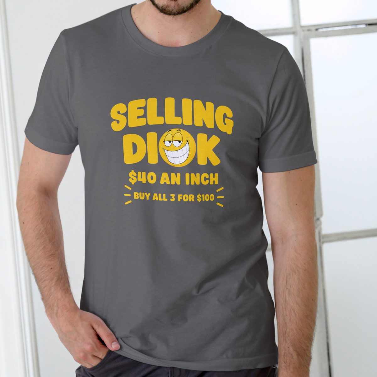 SELLING DI@K 40 AN INCH Funny T-Shirt – Unisex Cotton Tee