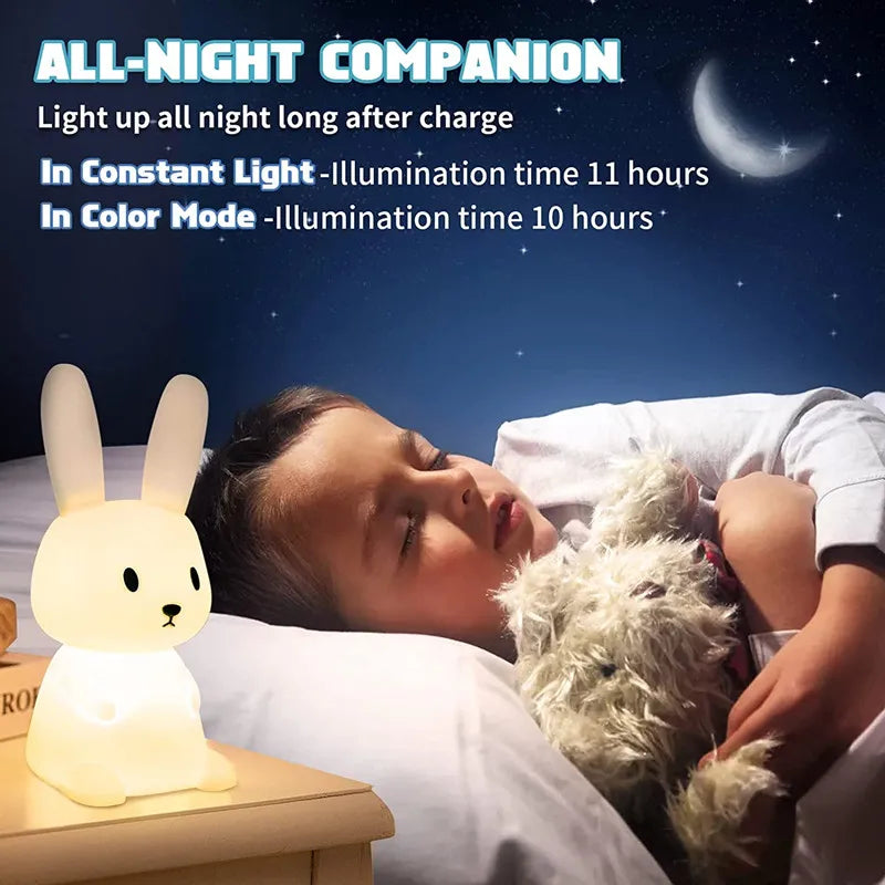 Cute Bunny USB Night Light for Kids Room & Nursery Decor