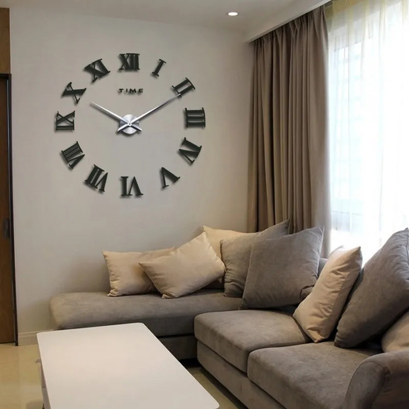 3D Acrylic Mirror Wall Clock DIY Quartz for Living Room