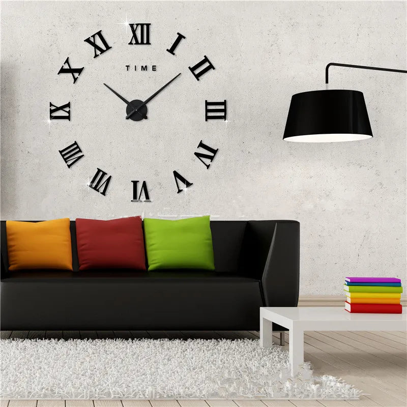 3D Acrylic Mirror Wall Clock DIY Quartz for Living Room