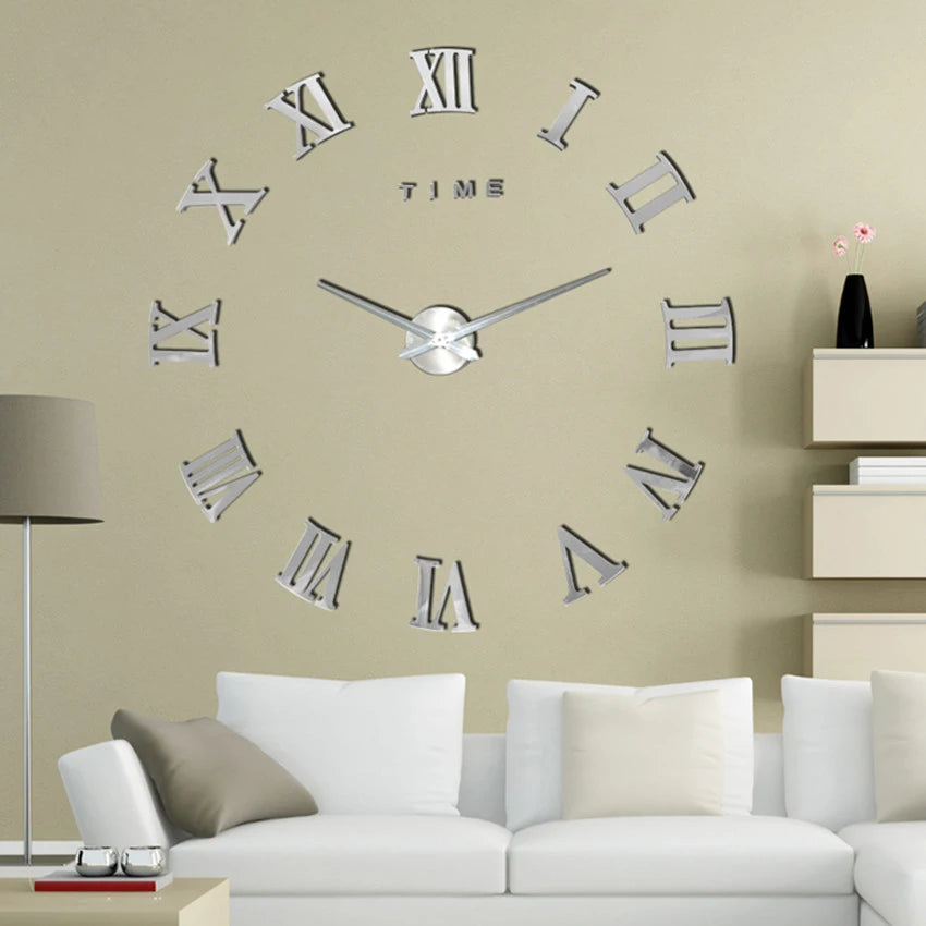 3D Acrylic Mirror Wall Clock DIY Quartz for Living Room