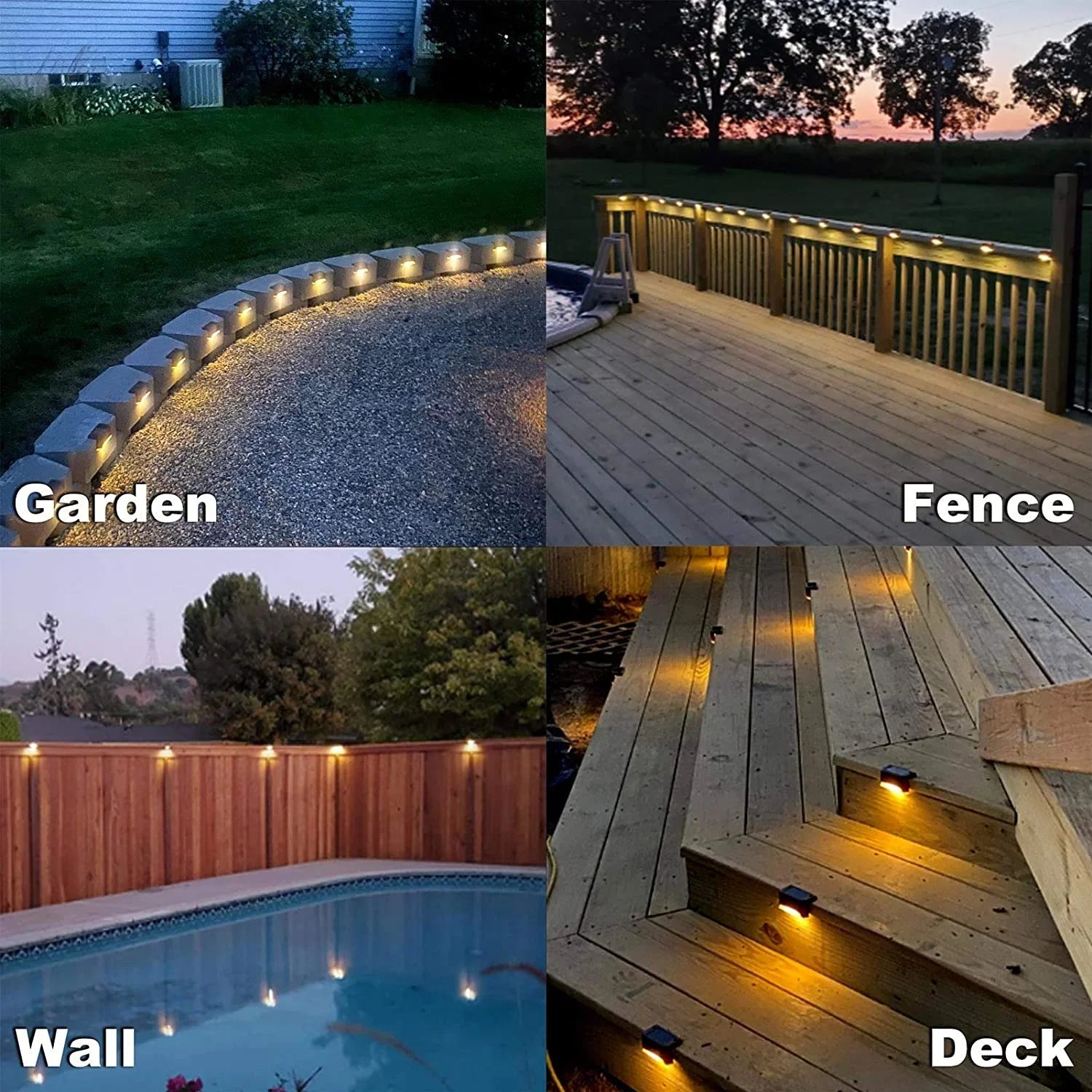 IP65 Solar Deck Lights for Outdoor Garden, Stairs & Pathway