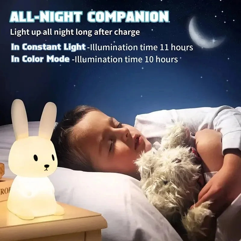 LED Silicone Rabbit Touch Sensor Night Light for Kids & Bedroom