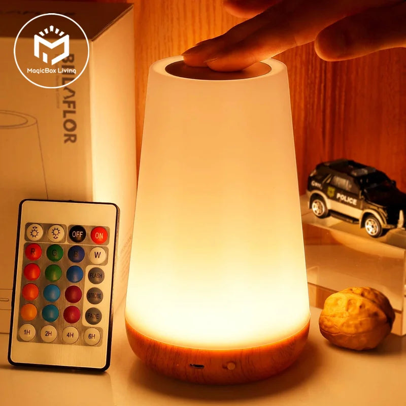 13-Color RGB Night Light with Remote, Touch & USB Rechargeable