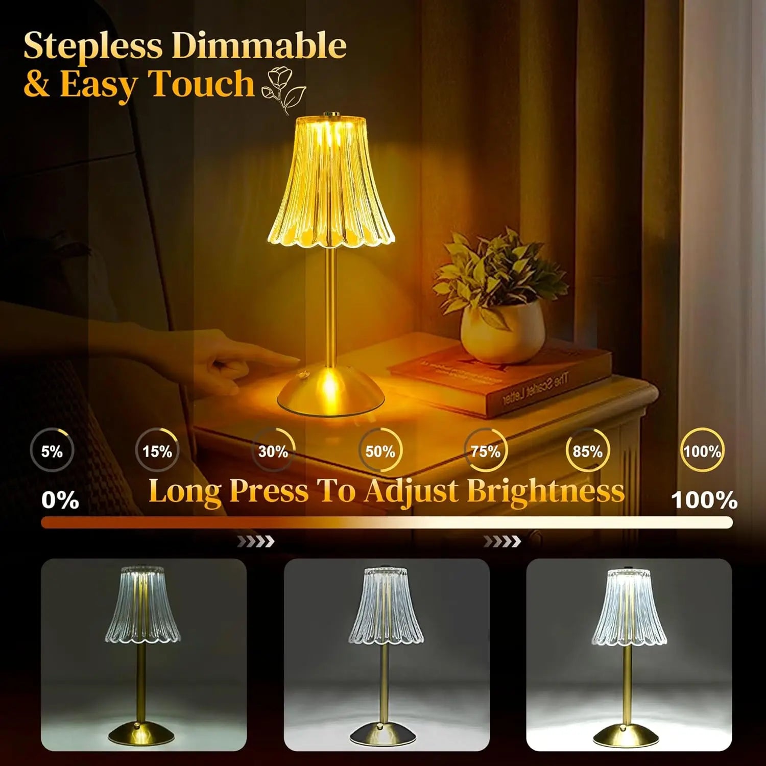 LED Table Lamps - 3 Color Touch Dimming Night Light