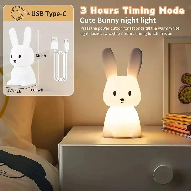 LED Silicone Rabbit Touch Sensor Night Light for Kids & Bedroom