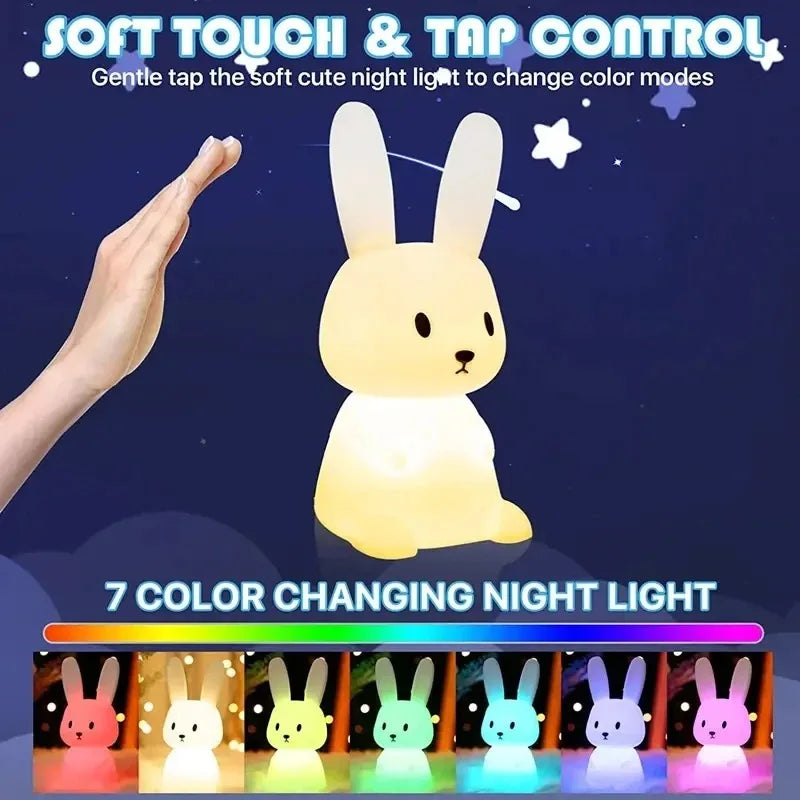 LED Silicone Rabbit Touch Sensor Night Light for Kids & Bedroom