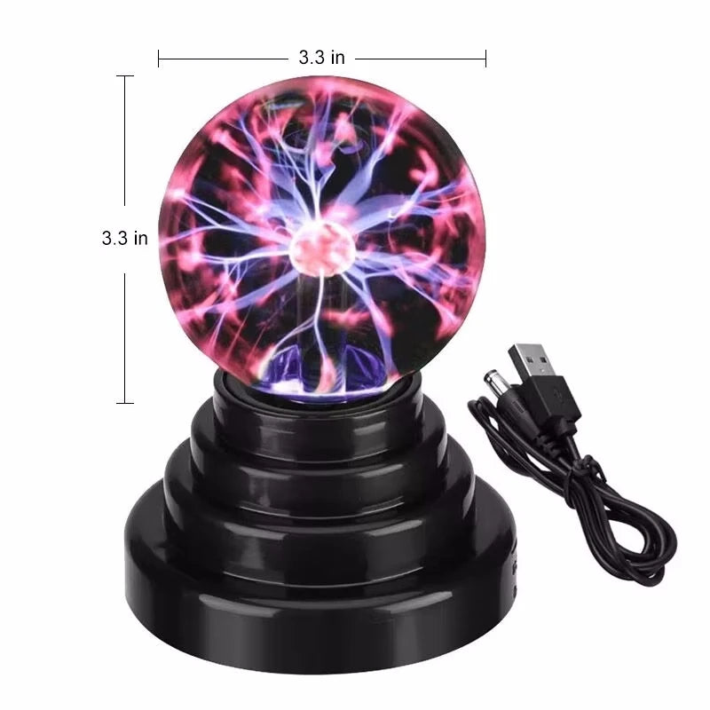 3-Inch Magic Glass Plasma Ball USB Touch Lamp