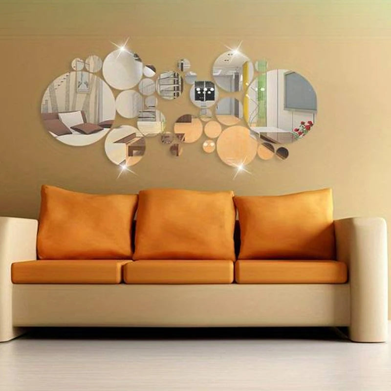 26-Piece 3D Acrylic Mirror Wall Stickers for DIY Room Decor