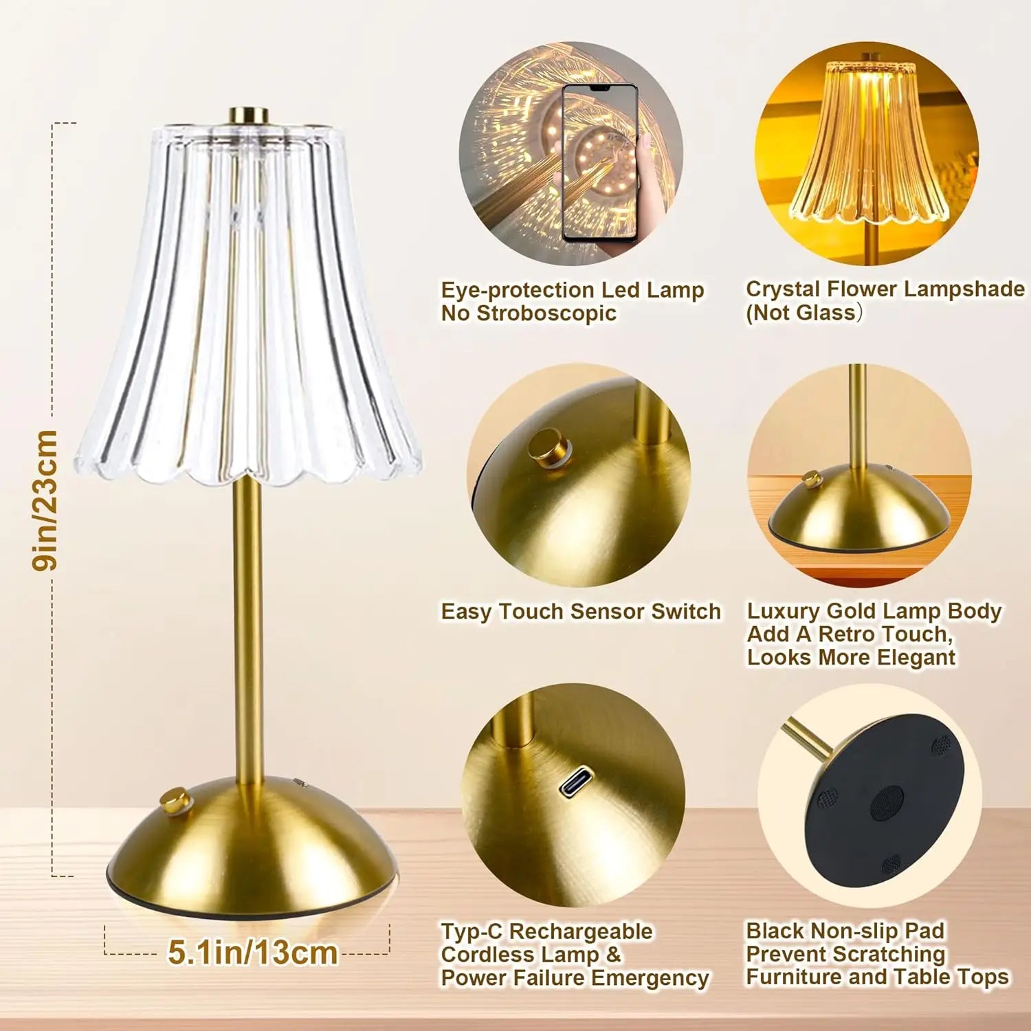 LED Table Lamps - 3 Color Touch Dimming Night Light