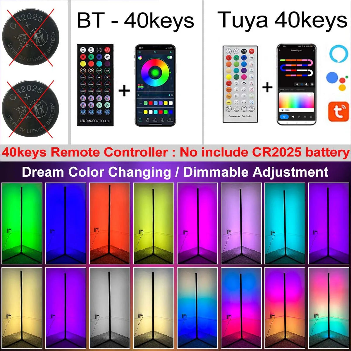 160cm Smart Tuya RGB Corner Floor Lamp with Alexa Control