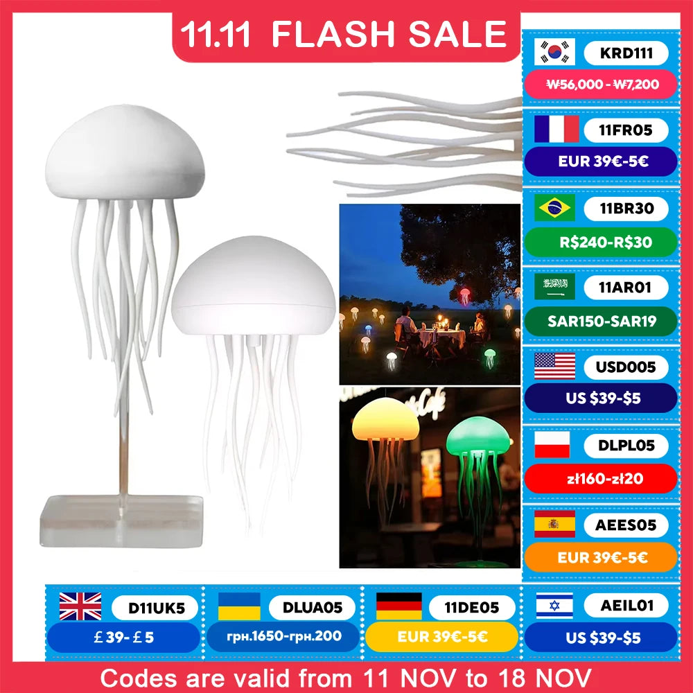 Cartoon Dancing Jellyfish RGB Night Light with Voice Control