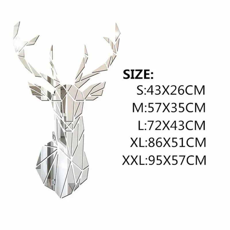 3D Nordic Acrylic Deer Head Mirror Wall Sticker for Home Decor