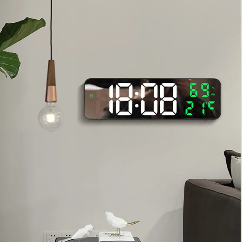 9-Inch LED Digital Wall Clock with Temperature, Snooze & USB