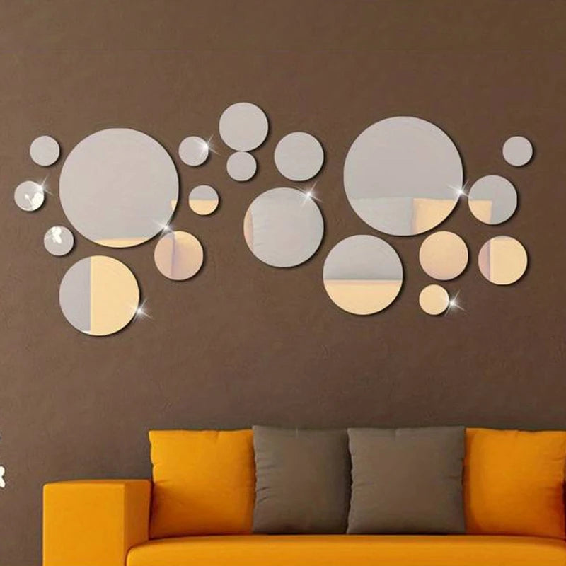 26-Piece 3D Acrylic Mirror Wall Stickers for DIY Room Decor