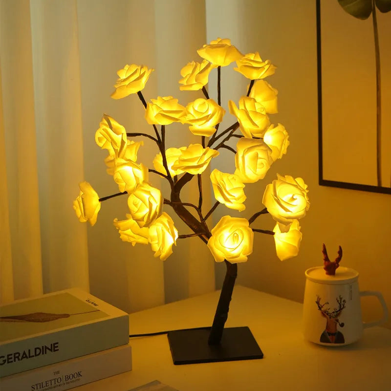 36/108LED Table Lamp with Rose Light String