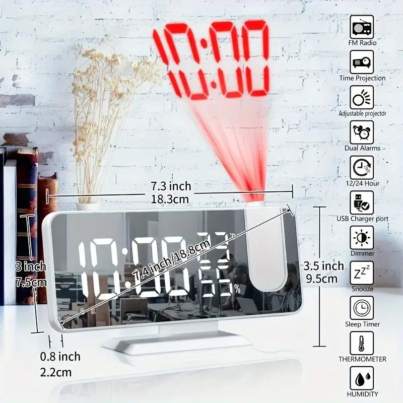 LED Projection Clock with Radio, Temp & Humidity Display