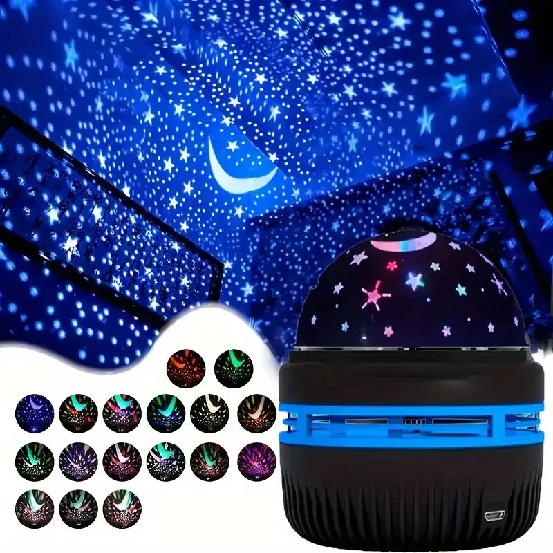 LED Starry Sky Projector with Rotating Magic Ball & Moon