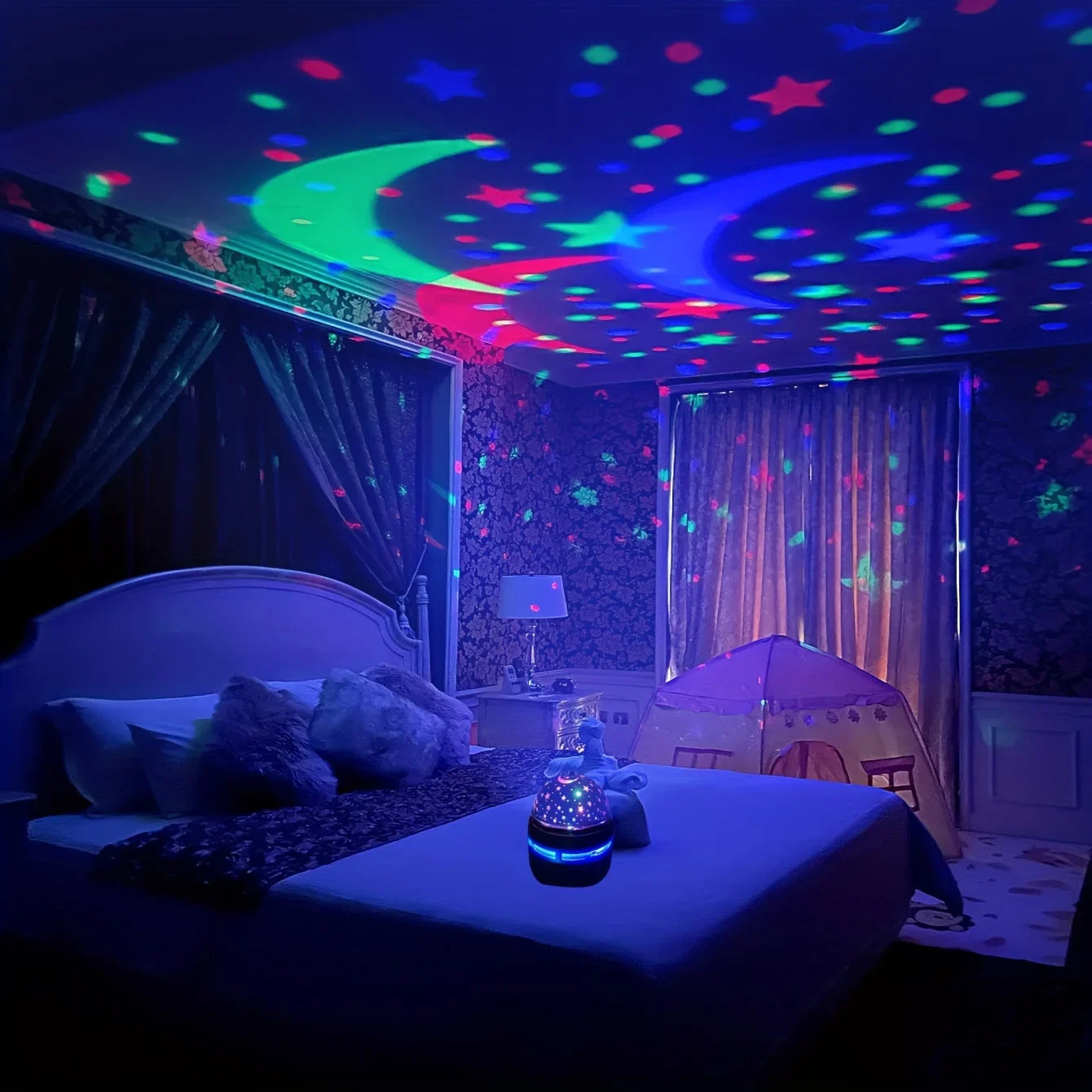 LED Starry Sky Projector with Rotating Magic Ball & Moon