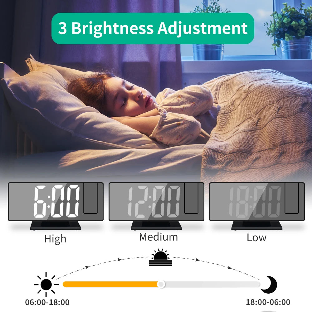 Projection Clock with Alarm, Temp, Snooze & LED Display