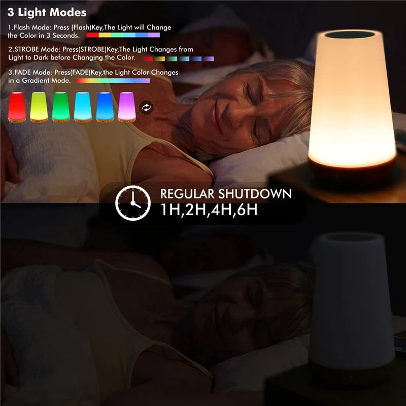 13-Color RGB Night Light with Remote, Touch & USB Rechargeable