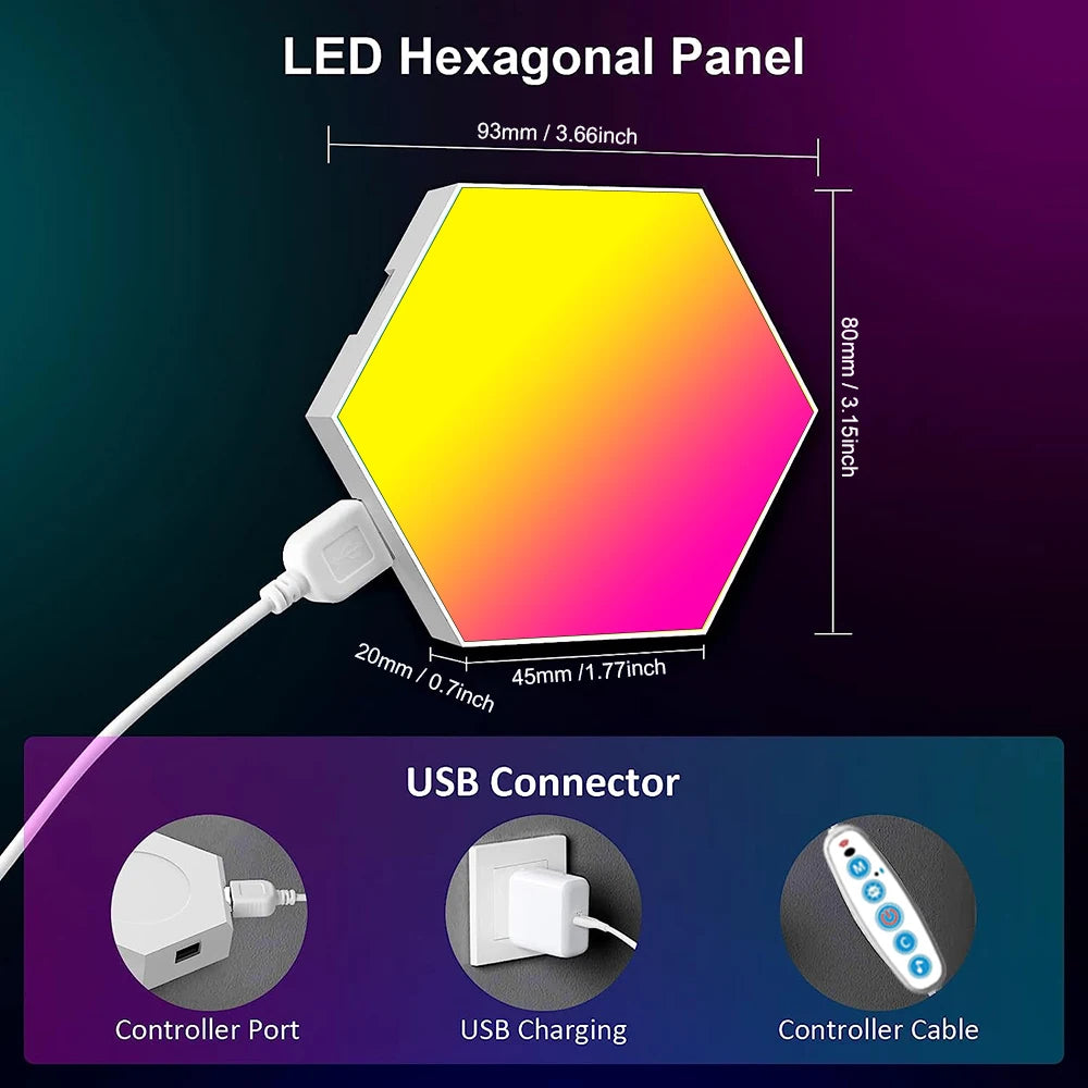 RGB Smart Hexagonal Wall Lamp with Music Rhythm & App Control