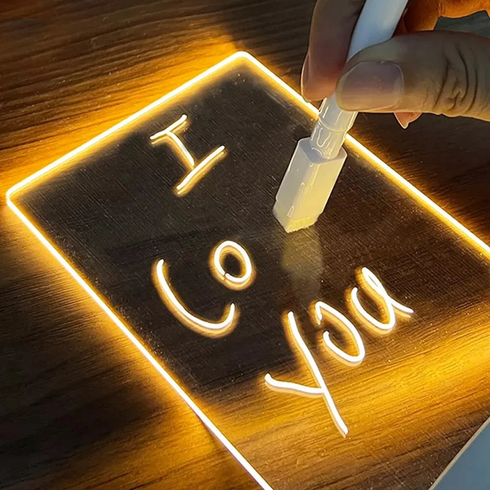 Creative LED Note Board Night Light with USB & Pen