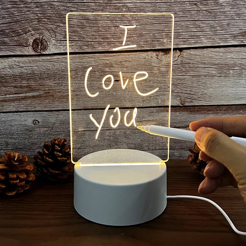 Creative LED Note Board Night Light with USB & Pen