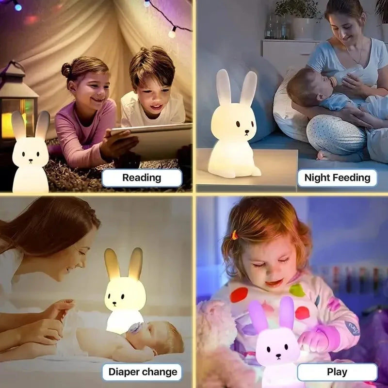 LED Silicone Rabbit Touch Sensor Night Light for Kids & Bedroom