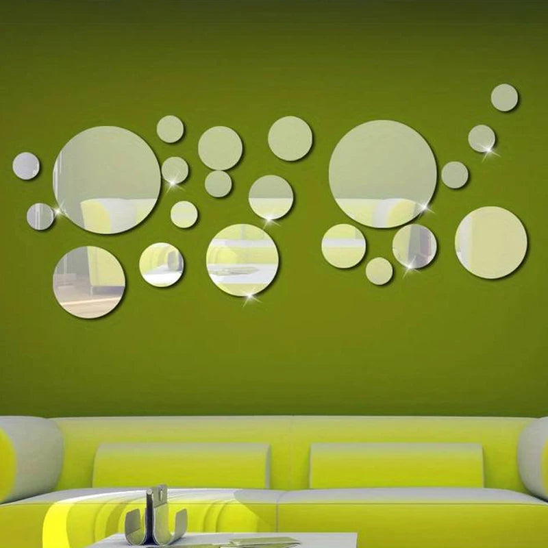 26-Piece 3D Acrylic Mirror Wall Stickers for DIY Room Decor