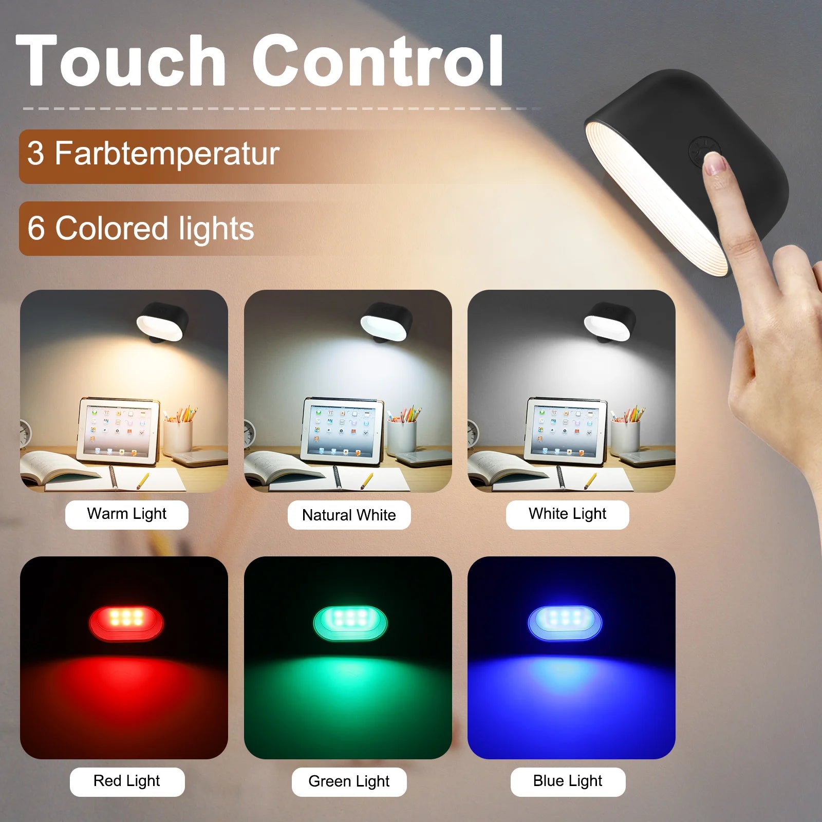 Remote Control RGB Wall Light with 360° Rotation & Touch