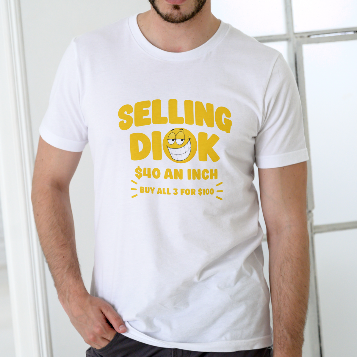 SELLING DI@K 40 AN INCH Funny T-Shirt – Unisex Cotton Tee